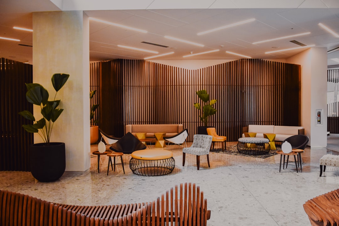 Renovated hotel lobby with commercial furniture